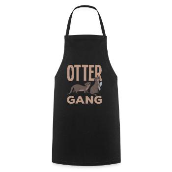 Seeotterbande Cartoon Otter - Kochschürze - Schwarz - Vorne - AI Model Male 185 dark (185cm)