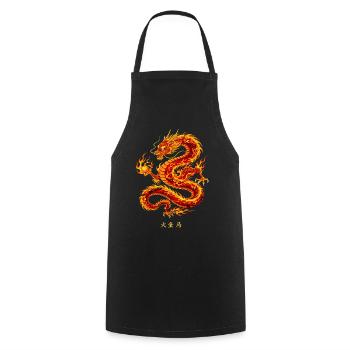 Mächtiger Chinesischer Feuerdrache - Kochschürze - Schwarz - Vorne - AI Model Male 185 dark (185cm)