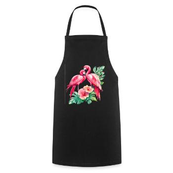 Flamingo Love Duet in the Tropical Forest - Cooking Apron - black - Front - AI Model Male 185 dark (185cm)