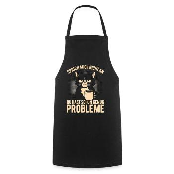 Sprich mich nicht an - mürrische Katze mit Kaffee - Tablier de cuisine - noir - Devant - AI Model Male 185 dark (185cm)