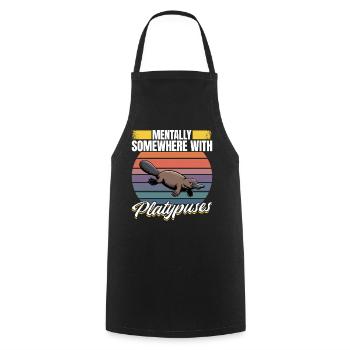 Esthétique amusante Kawaii Platypus - Tablier de cuisine - noir - Devant - AI Model Male 185 dark (185cm)