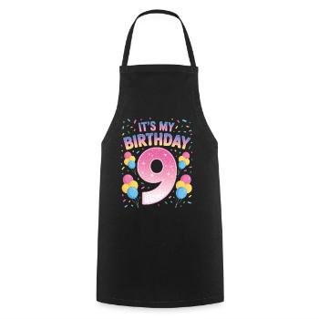 9 Years Girl It's My Birthday Kids Birthday - Cooking Apron - black - Front - AI Model Male 185 dark (185cm)