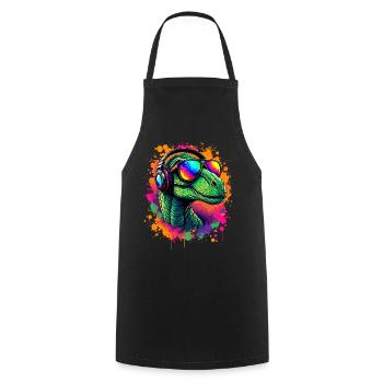 Neon Dino with Headphones Velociraptor T-Shirt Dino - Cooking Apron - black - Front - AI Model Male 185 dark (185cm)