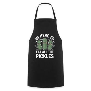 Concombres ici pour manger tous les cornichons - Tablier de cuisine - noir - Devant - AI Model Male 185 dark (185cm)