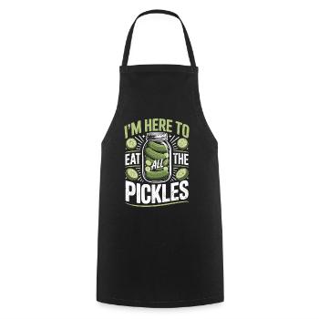 Concombres ici pour manger tous les cornichons - Tablier de cuisine - noir - Devant - AI Model Male 185 dark (185cm)