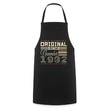 November 1982 Birthday Gift - Cooking Apron - black - Front - AI Model Male 185 dark (185cm)