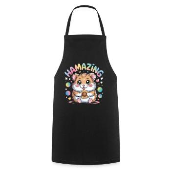 Hamazing Kawaii Hamster Seed Hearts - Cooking Apron - black - Front - AI Model Male 185 dark (185cm)