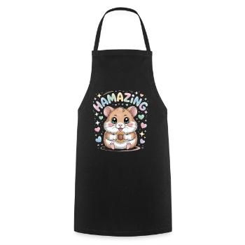 Hamazing Kawaii Hamster Seed Hearts - Cooking Apron - black - Front - AI Model Male 185 dark (185cm)