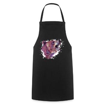 Tête d’ours Neon Splash - Tablier de cuisine - noir - Devant - AI Model Male 185 dark (185cm)
