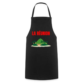 T-shirt île La Réunion tropicale - Tablier de cuisine - noir - Devant - AI Model Male 185 dark (185cm)