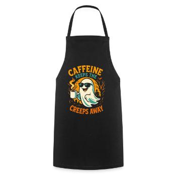 La caféine éloigne les creeps Ghost Halloween - Tablier de cuisine - noir - Devant - AI Model Male 185 dark (185cm)