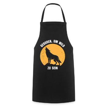 Wolf Spirit GEBOREN UM WILD ZU SEIN Lustig - Tablier de cuisine - noir - Devant - AI Model Male 185 dark (185cm)