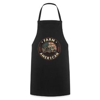 Farm Tractor Proud Farmer Patriotic American Flag - Cooking Apron - black - Front - AI Model Male 185 dark (185cm)