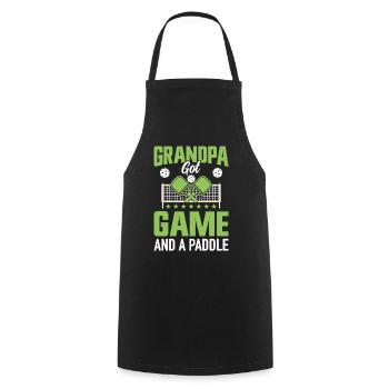 Pickleball Grand-père grands-parents Jeu de pagaie Cadeau - Tablier de cuisine - noir - Devant - AI Model Male 185 dark (185cm)