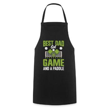 Pickleball Papa Vater Paddleball Dad - Tablier de cuisine - noir - Devant - AI Model Male 185 dark (185cm)