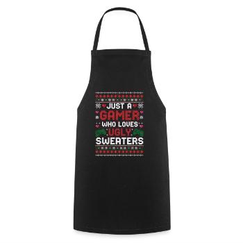 Ugly Christmas Gamer Weihnachten Zocker Gaming - Cooking Apron - black - Front - AI Model Male 185 dark (185cm)