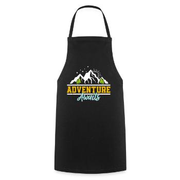 L’aventure vous attend : montagnes et soleil - Tablier de cuisine - noir - Devant - AI Model Male 185 dark (185cm)