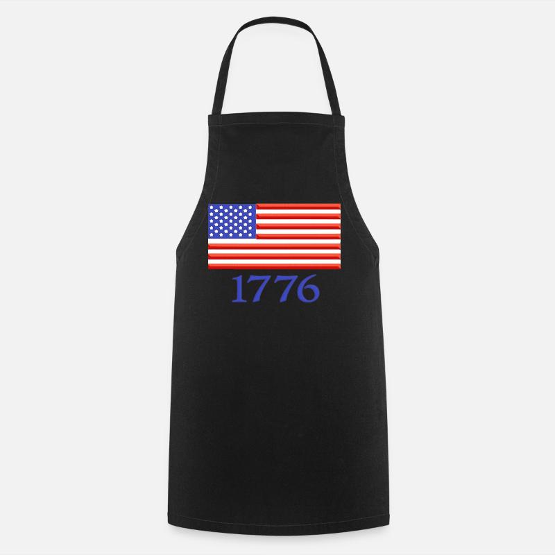 Drapeau américain de 1776 brodé - Tablier de cuisine - noir