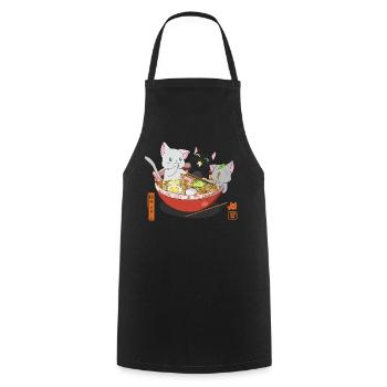 Mignonne chemise ramen des chats otaku - Tablier de cuisine - noir - Devant - AI Model Male 185 dark (185cm)