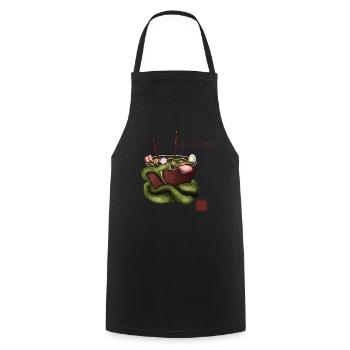 T-shirt serpent ramen – T-shirt Drôle de nourriture - Tablier de cuisine - noir - Devant - AI Model Male 185 dark (185cm)