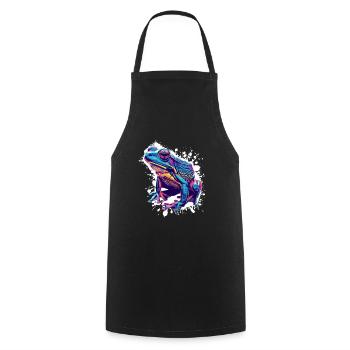 Neon Frog Splash Art - Cooking Apron - black - Front - AI Model Male 185 dark (185cm)