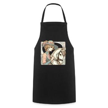 Dressurreiten Pferd edel Art Nouveau Geschenk - Kochschürze - Schwarz - Vorne - AI Model Male 185 dark (185cm)