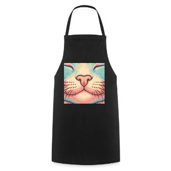 Retro Cat Nose – Colorful Whiskers Illustration - Cooking Apron - black - Front - AI Model Male 185 dark (185cm)