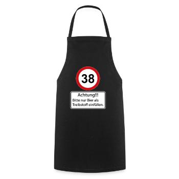 38 Achtung nur Bier als Treibstoff einfüllen - Kochschürze - Schwarz - Vorne - AI Model Male 185 dark (185cm)
