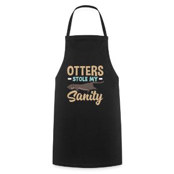 Sea Otter Cartoon Sanity - Cooking Apron - black - Front - AI Model Male 185 dark (185cm)