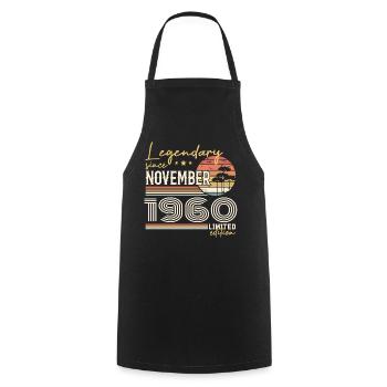 Vintage November 1960 Retro November 1960 - Cooking Apron - black - Front - AI Model Male 185 dark (185cm)