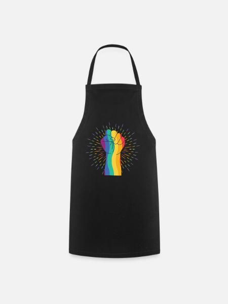 Regenbogenfist der Vielfalt - Kochschürze - Schwarz