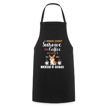 Femme a besoin de café et de chemise drôle de corgi - Tablier de cuisine - noir - Devant - AI Model Male 185 dark (185cm)