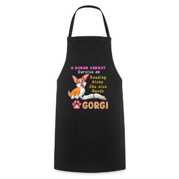 Woman Needs a Corgi - Cooking Apron - black - Front - AI Model Male 185 dark (185cm)