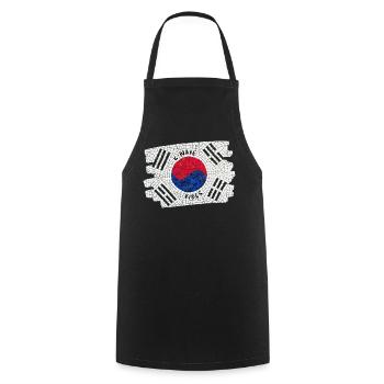 K-Wave Vibes Korea Flag Mosaic Design - Cooking Apron - black - Front - AI Model Male 185 dark (185cm)