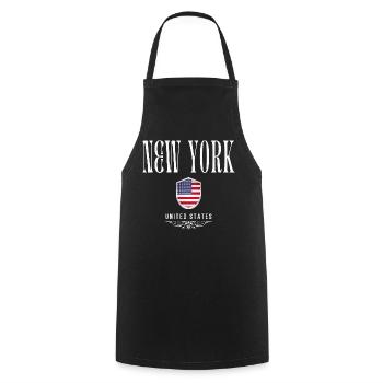 New York USA, souvenir New York - Kochschürze - Schwarz - Vorne - AI Model Male 185 dark (185cm)