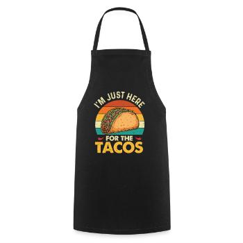 Je suis juste ici pour les tacos Citation amusante - Tablier de cuisine - noir - Devant - AI Model Male 185 dark (185cm)