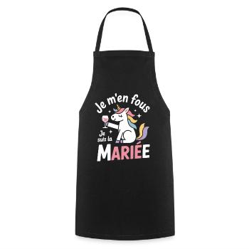 Je m’en fous je suis la mariée – Licorne drôle EVJ - Tablier de cuisine - noir - Devant - AI Model Male 185 dark (185cm)
