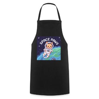 Space Paws - Pixel Cat Astronaute - Tablier de cuisine - noir - Devant - AI Model Male 185 dark (185cm)