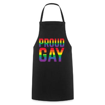 Proud Gay Rainbow Lettering - Cooking Apron - black - Front - AI Model Male 185 dark (185cm)