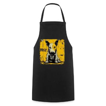 Bullterrier Welpe - Kochschürze - Schwarz - Vorne - AI Model Male 185 dark (185cm)