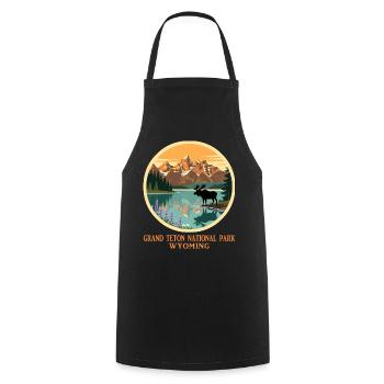 Chemise du parc national de Grand Teton, Wyoming, États-Unis - Tablier de cuisine - noir - Devant - AI Model Male 185 dark (185cm)