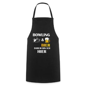 BOWLING UND BIER DARUM BIN ICH HIER Bowler Spruch - Kochschürze - Schwarz - Vorne - AI Model Male 185 dark (185cm)