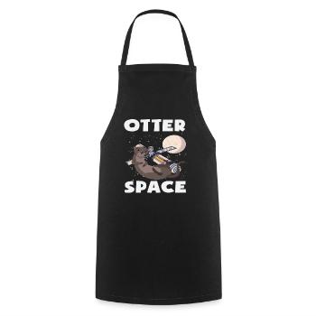 Seeotter Cartoon Raum Pun - Kochschürze - Schwarz - Vorne - AI Model Male 185 dark (185cm)