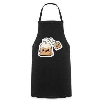 Kawaii Tea Bag Charm - Cooking Apron - black - Front - AI Model Male 185 dark (185cm)