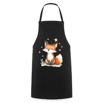 Fox and Stars - Cooking Apron - black - Front - AI Model Male 185 dark (185cm)