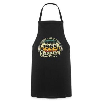 Vintage November 1965 Original November 1965 - Cooking Apron - black - Front - AI Model Male 185 dark (185cm)