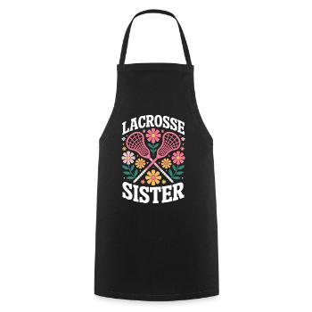 Lacrosse Saying Sister Funny Lacrosse Gift - Cooking Apron - black - Front - AI Model Male 185 dark (185cm)