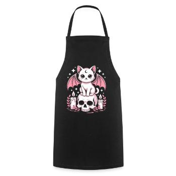 Kawaii Pastel Goth Katze - Kochschürze - Schwarz - Vorne - AI Model Male 185 dark (185cm)