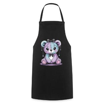 Kawaii Pastel Goth Geflickter Bär - Kochschürze - Schwarz - Vorne - AI Model Male 185 dark (185cm)