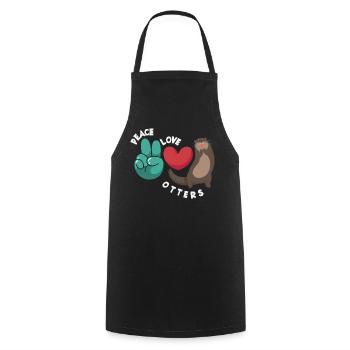 Loutre de mer dessin animé paix amour - Tablier de cuisine - noir - Devant - AI Model Male 185 dark (185cm)